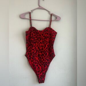 Boohoo Red Animal Print Garment